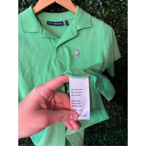 Psycho Bunny Boys Green Polo Short Sleeve Shirt Sz 14/16 - Picture 3 of 3